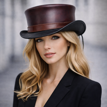 Steampunk Maroon El Dorado Top Hat Motorcycle Ban Biker Leather Deadman