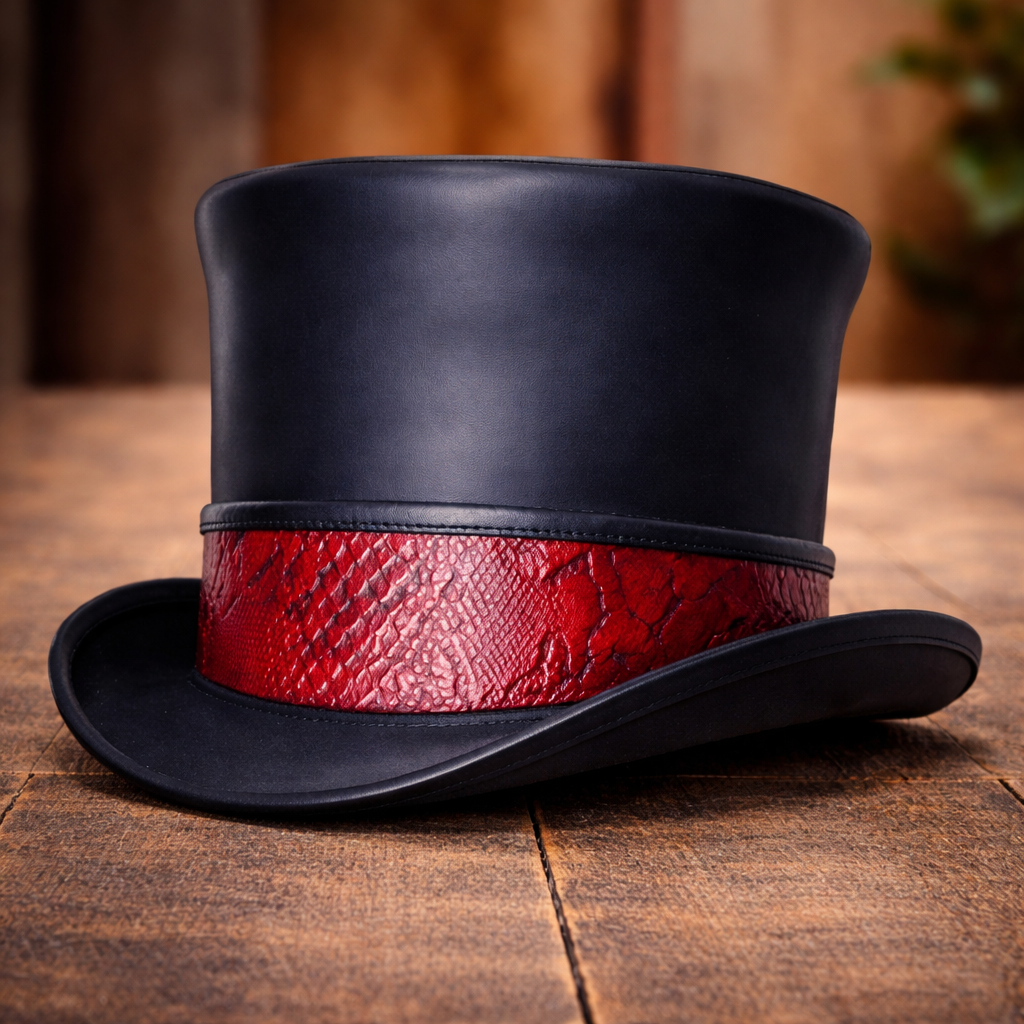 Handcrafted Leather Steampunk Victorian Top Hat Gothic Cosplay Halloween Accessy