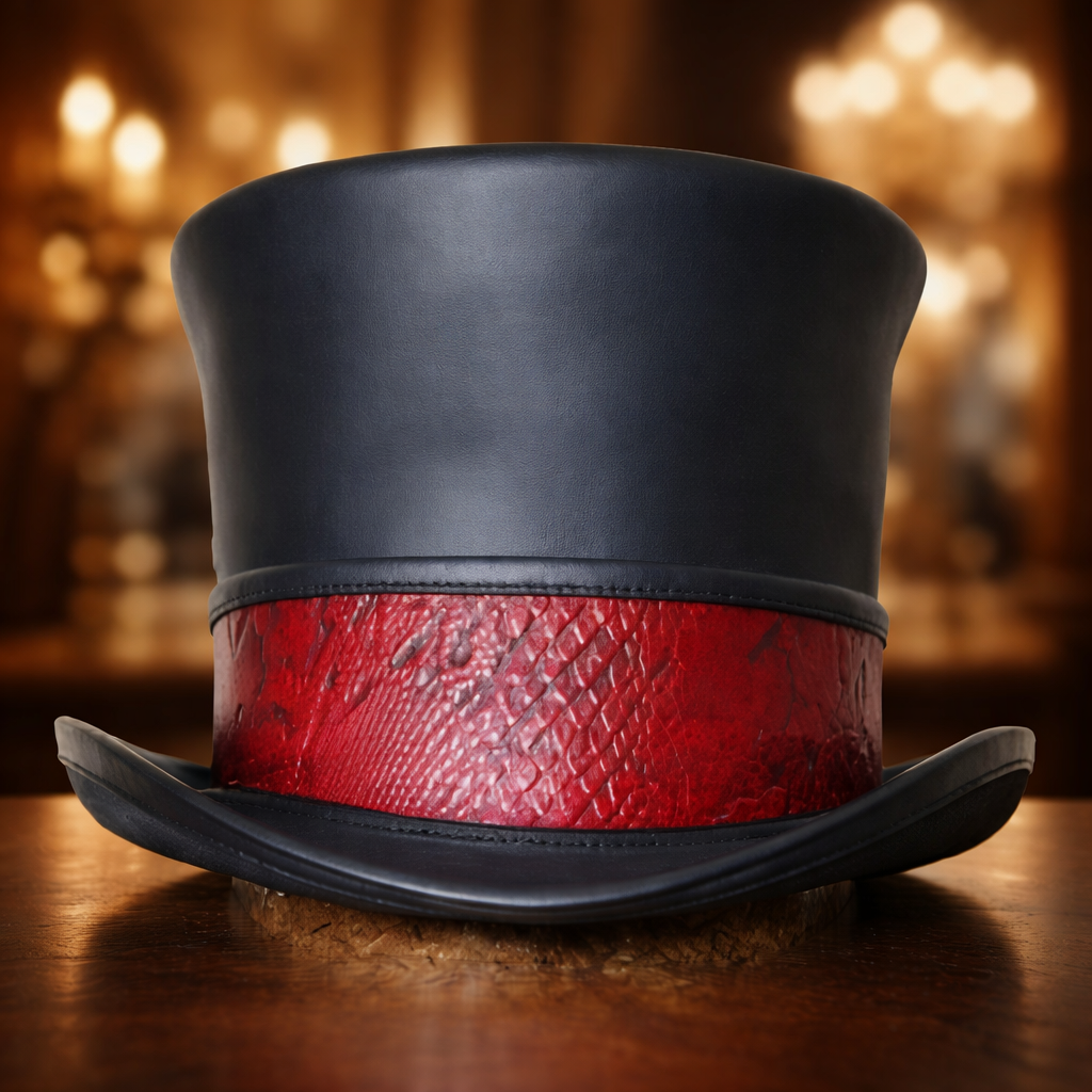 Handcrafted Leather Steampunk Victorian Top Hat Gothic Cosplay Halloween Accessy