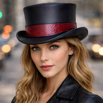 Handcrafted Leather Steampunk Victorian Top Hat Gothic Cosplay Halloween Accessy