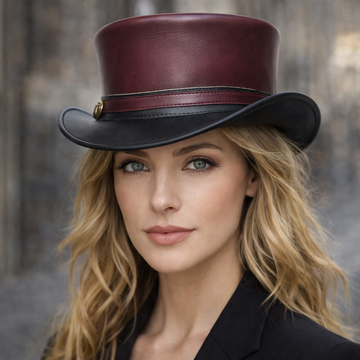 El Dorado Steampunk Napa Vino Leather Top Hat - Gothic Hat - Motorcyclist Hat