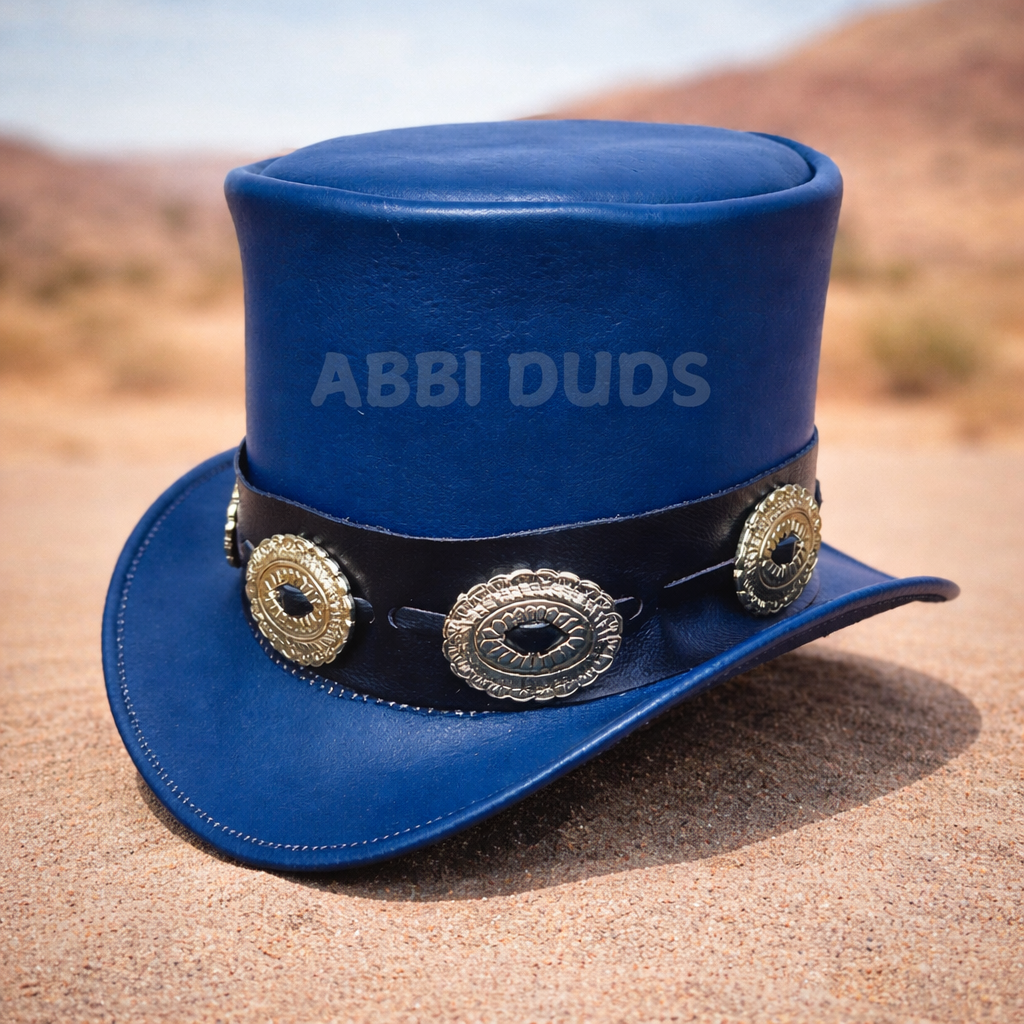 ROCK STAR SLASH GUITAR COSTUME TOP HAT CONCHO STEEL GNR LEATHER BAND USA MADE
