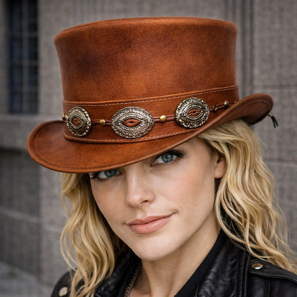 Men's Real Leather Western Crazy Vintage Antique Cowboy Tan Hats Unisex