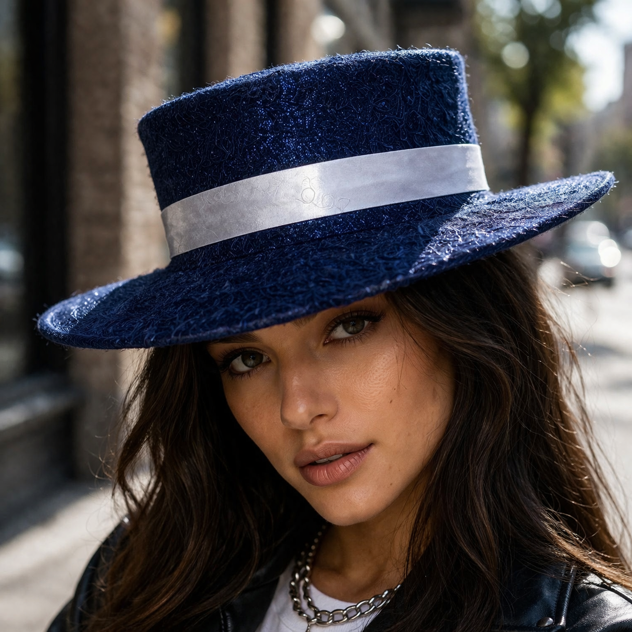 Melania's Trump Brings Steely Fashion American Design Top Hat -Navy Blue