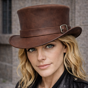 Steampunk Leather Hat Classic Victorian HIGH Top Hat Custom Dragon Skin Band
