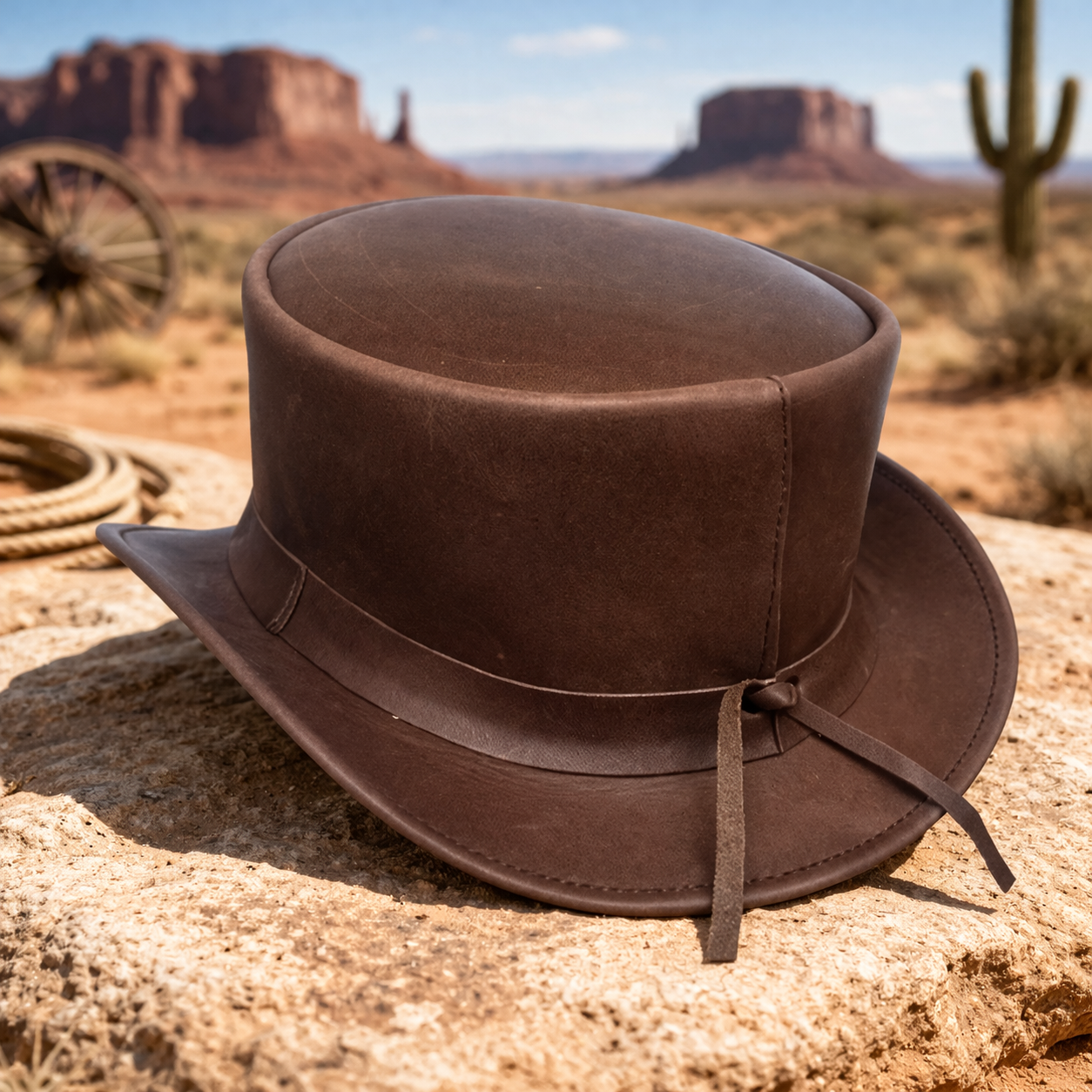 Steampunk Leather Hat Classic Victorian HIGH Top Hat Custom Dragon Skin Band