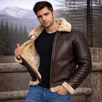 Maroon Sheepskin Fur Leather Jacket