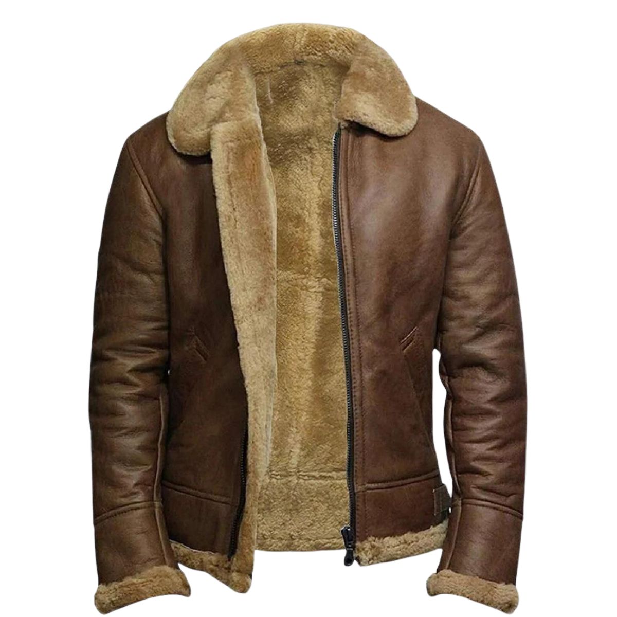 B3 Shearling Brown Leather Bomber Jacket