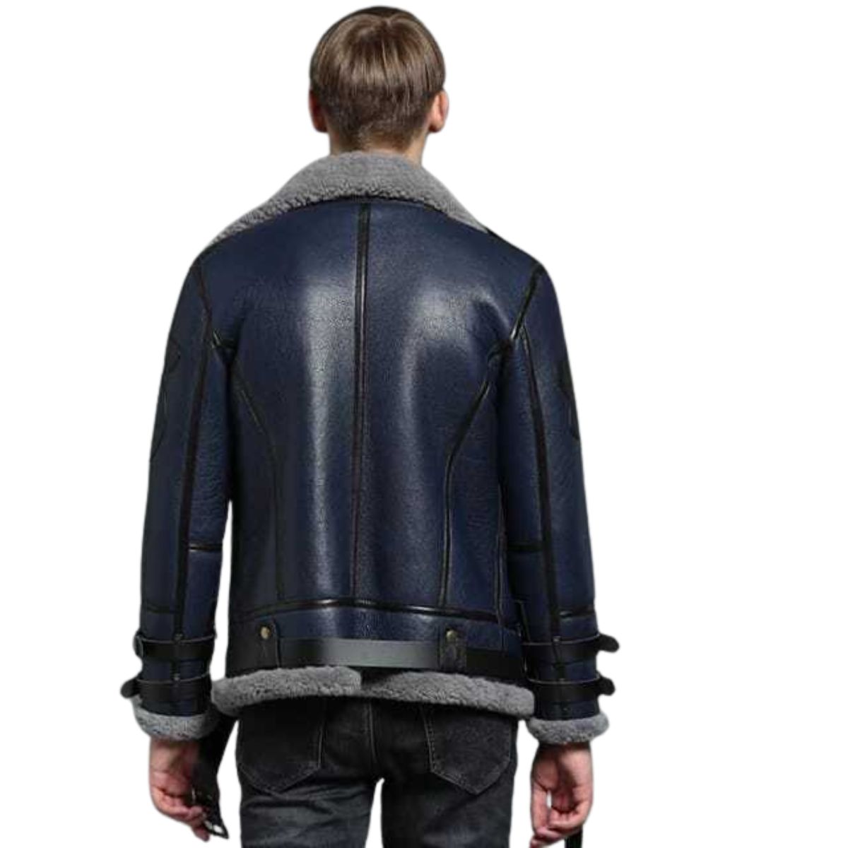 Blue Fur Aviator Men’s B3 Shearling Leather Flight Jacket