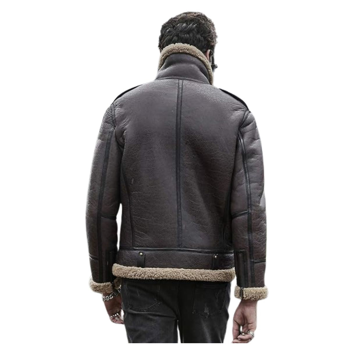 Mens Aviator B3 Red Leather Shearling Fur Jacket