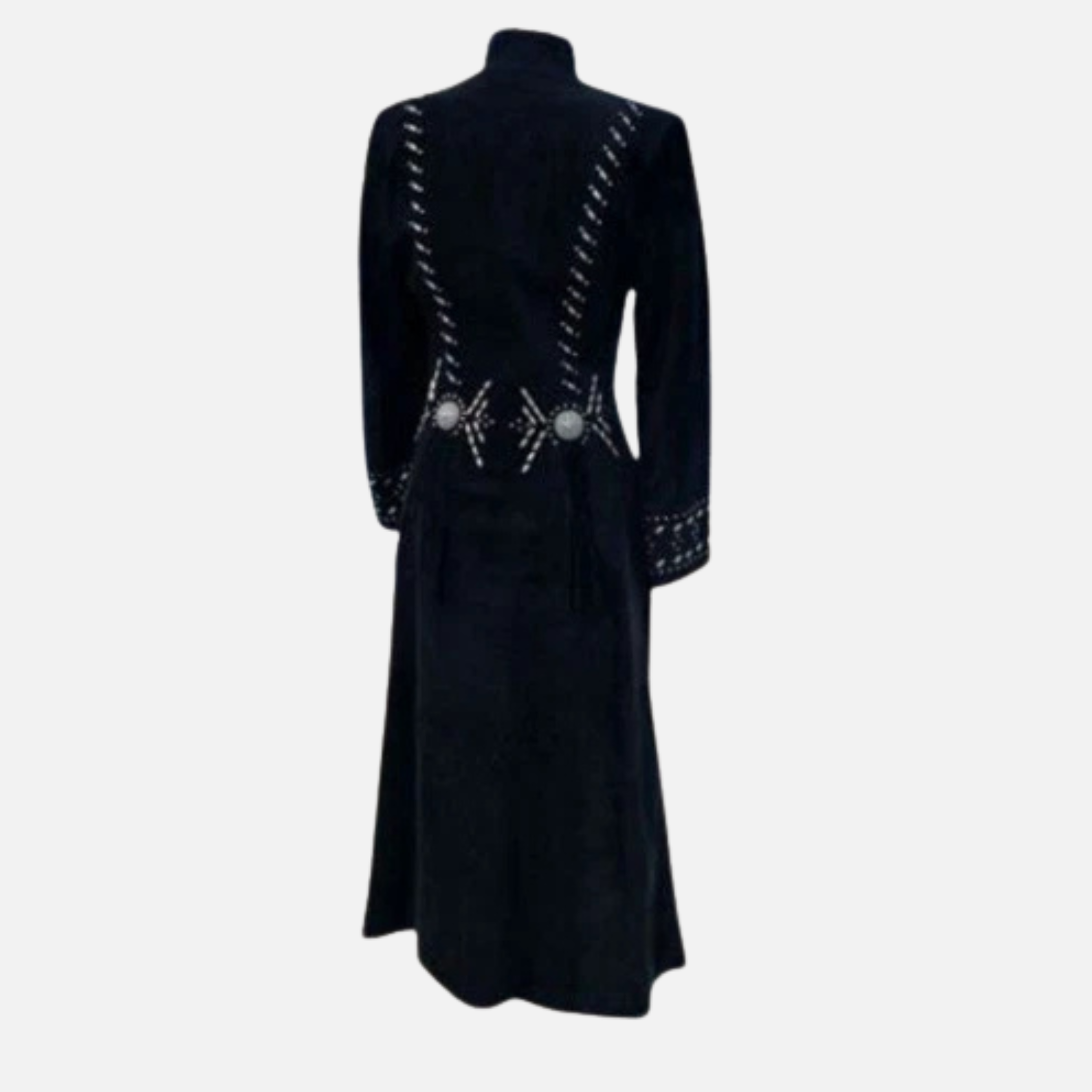 Women Native American Western Suede Leather Long Wedding Dress Powwow Regalia
