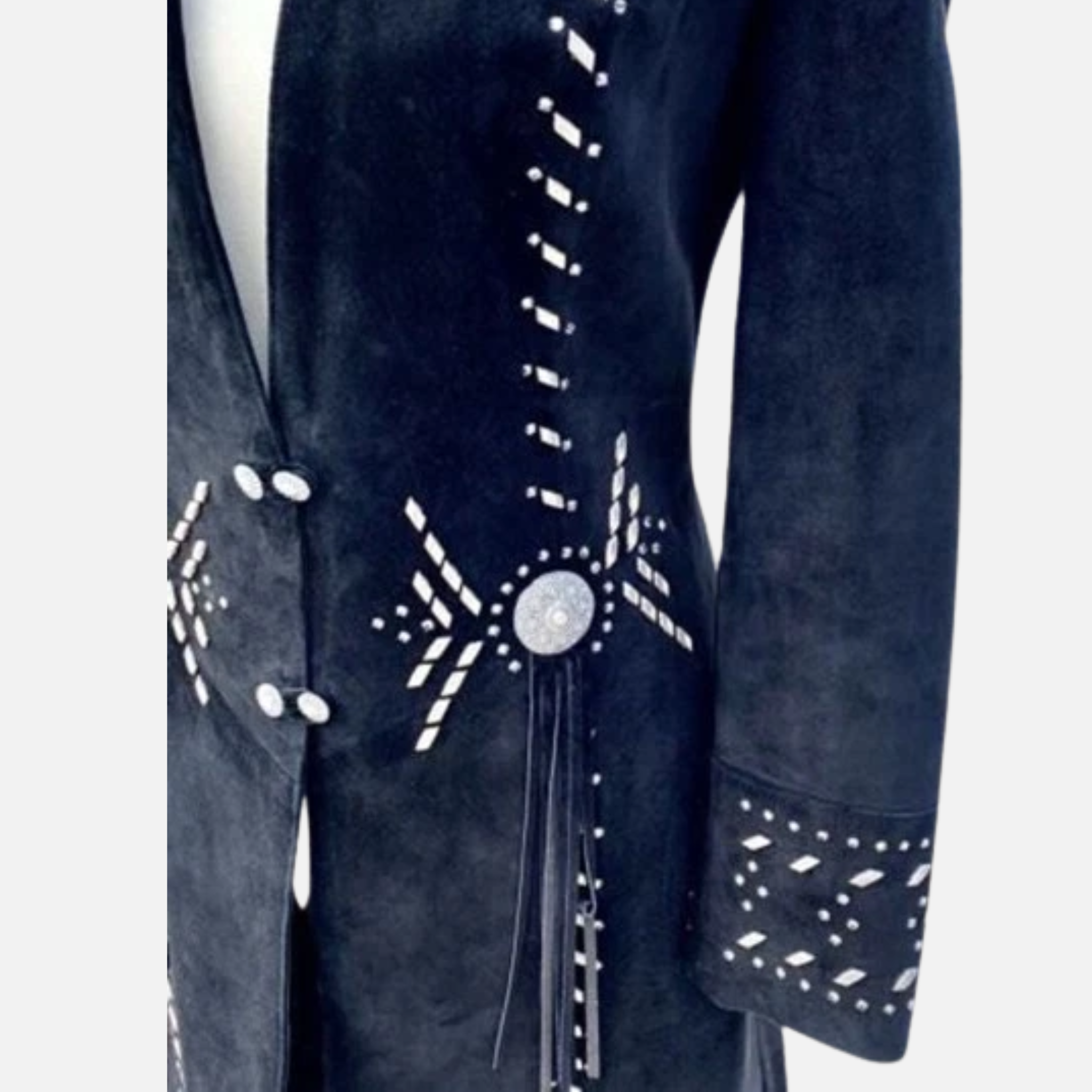 Women Native American Western Suede Leather Long Wedding Dress Powwow Regalia