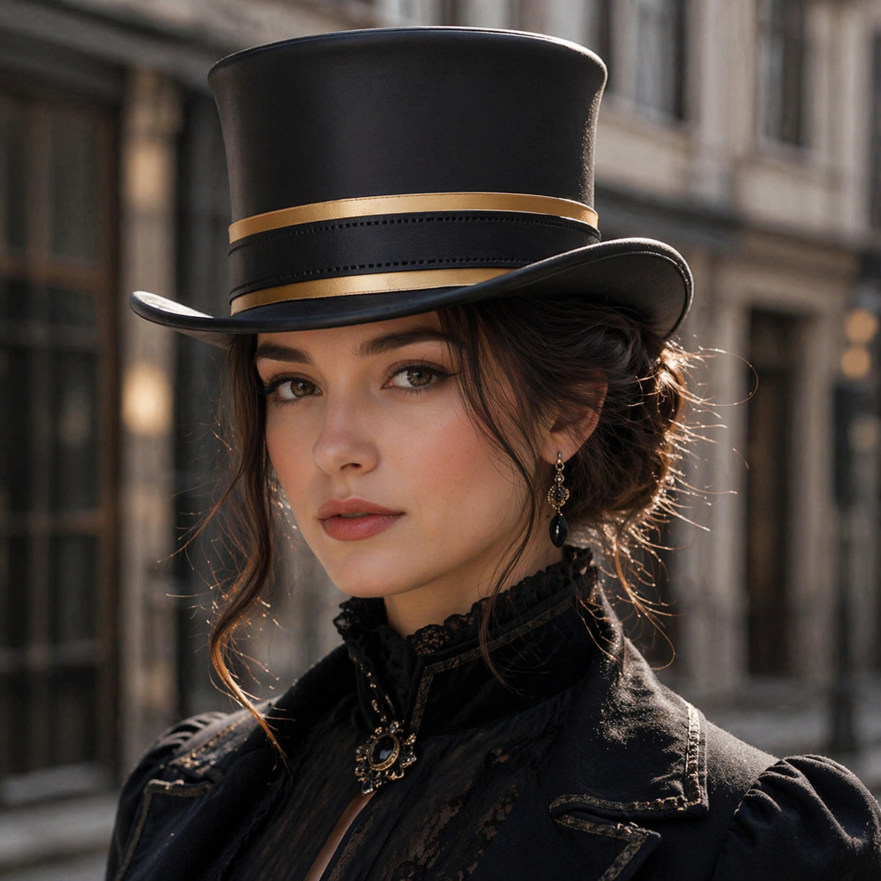 Handcrafted Black Leather Top Hat with Red Lining – Steampunk Gothic Cosplay
