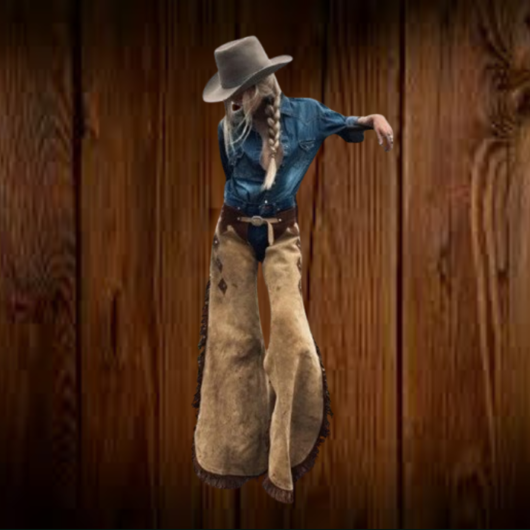 Women's Hand Crafted Native American Cowgirl Style Suede Leather Pant Rodeo Style Ladies Chap Western Buck Suede Gifts For Her
