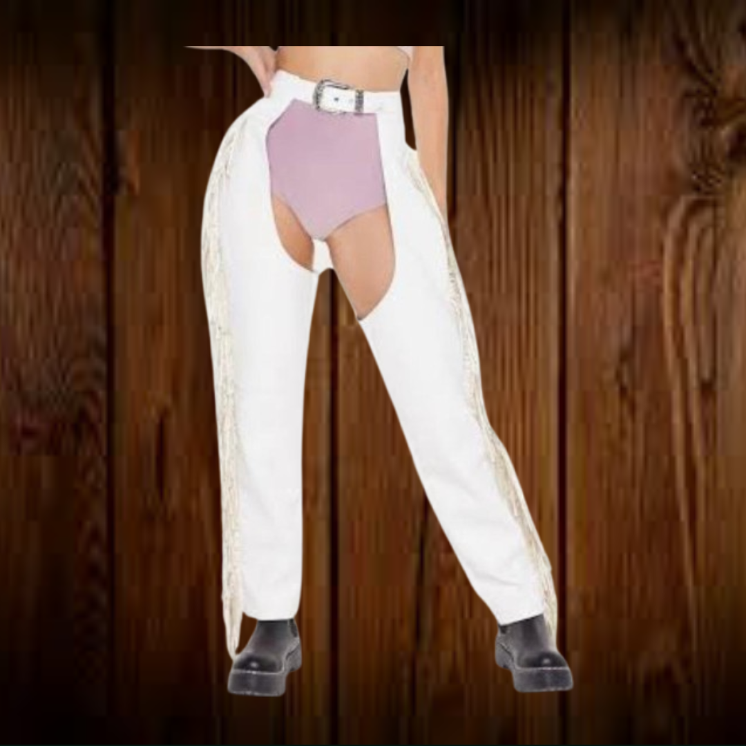 Women's Hand Crafted Native American Style Suede Leather Pant Rodeo Style Ladies Chap Western Buck Suede Gifts For Her