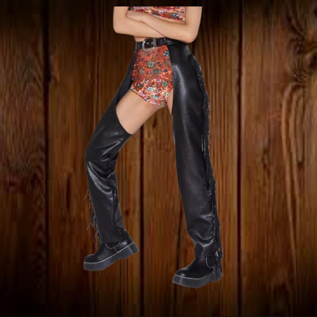 Women's Hand Crafted Native American Style Suede Leather Pant Rodeo Style Ladies Chap Western Buck Suede Gifts For Her