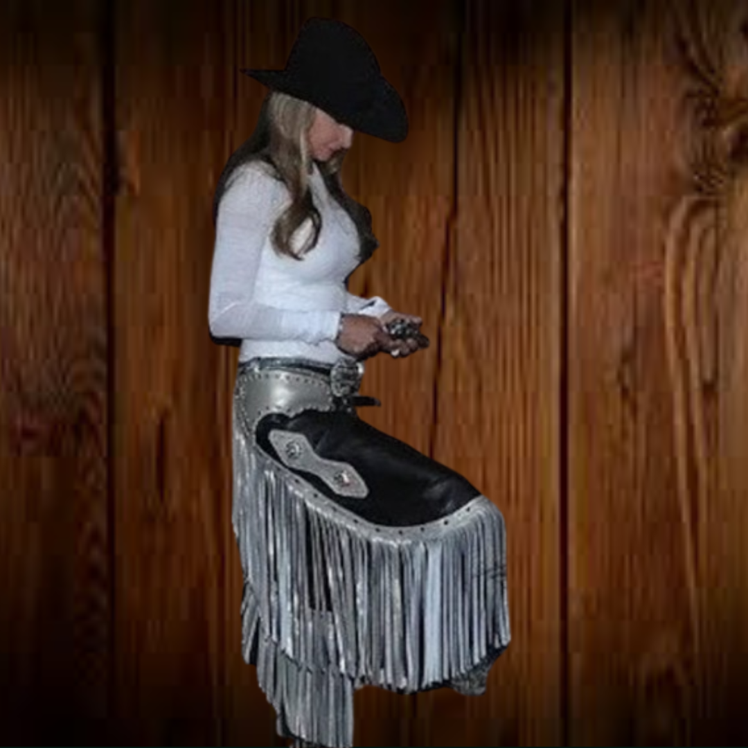 Women's Hand Crafted Native American Cowgirl Style Suede Leather Pant Rodeo Style Ladies Chap Western Buck Suede Gifts For Her