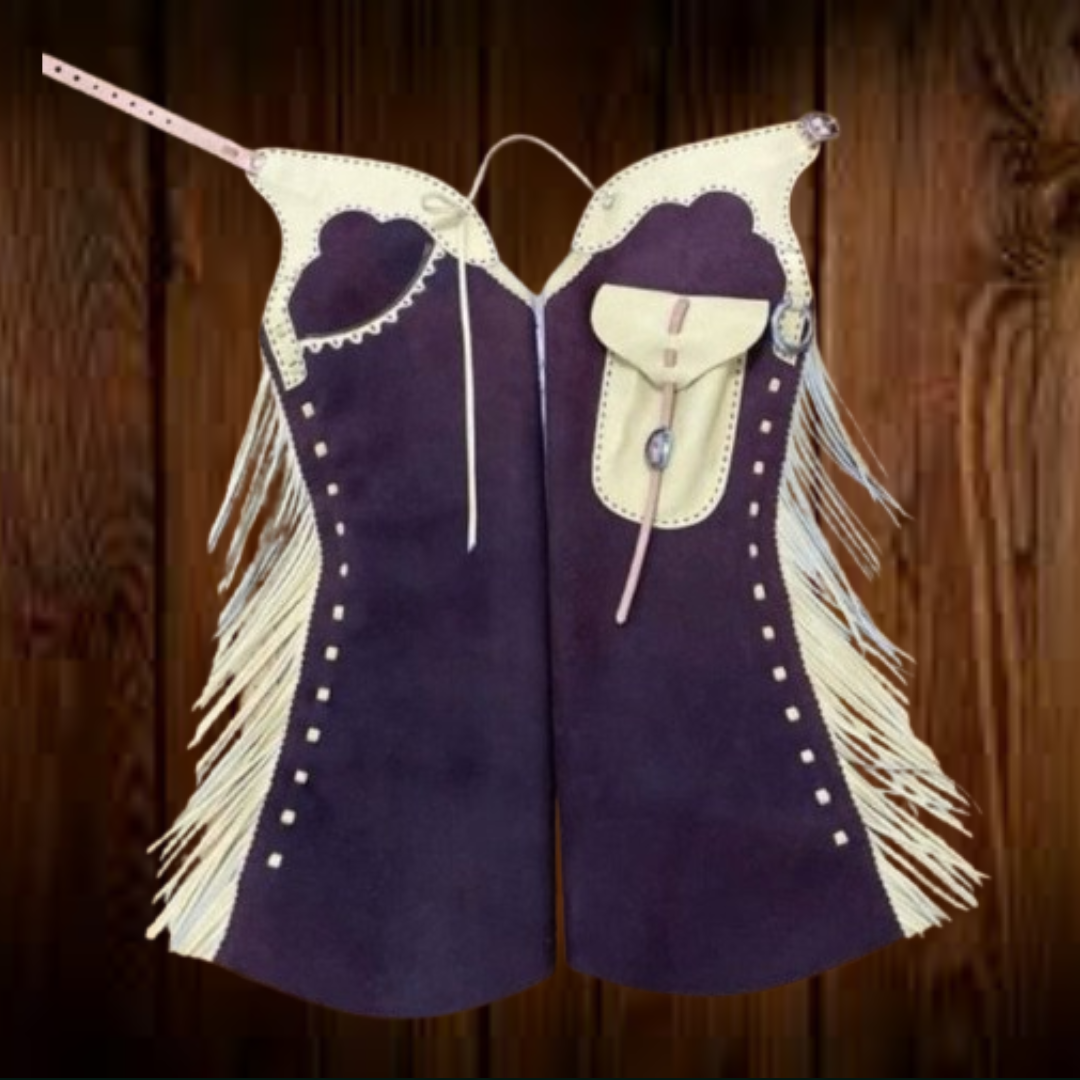 Women's Hand Crafted Native American Cowgirl Style Suede Leather Pant Rodeo Style Ladies Chap Western Buck Suede Gifts For Her