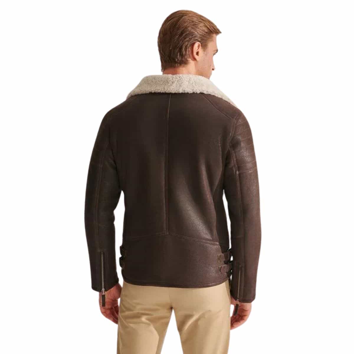 Dark brown sheepskin Fur Leather jacket