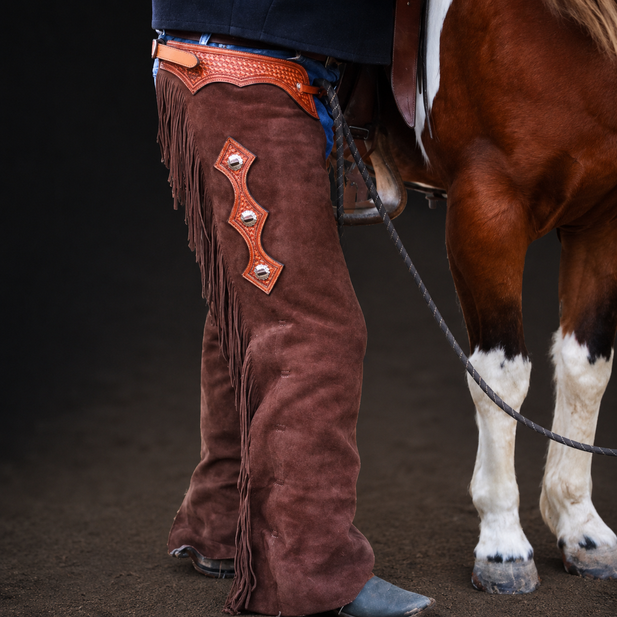 Men Native American Suede Leather Pant Rodeo Mountain Western Cowboy Chap