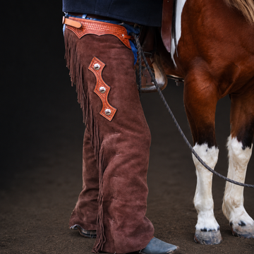 Men Native American Suede Leather Pant Rodeo Mountain Western Cowboy Chap