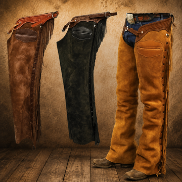 Men Native American Suede Leather Pant Rodeo Mountain Western Cowboy Chap