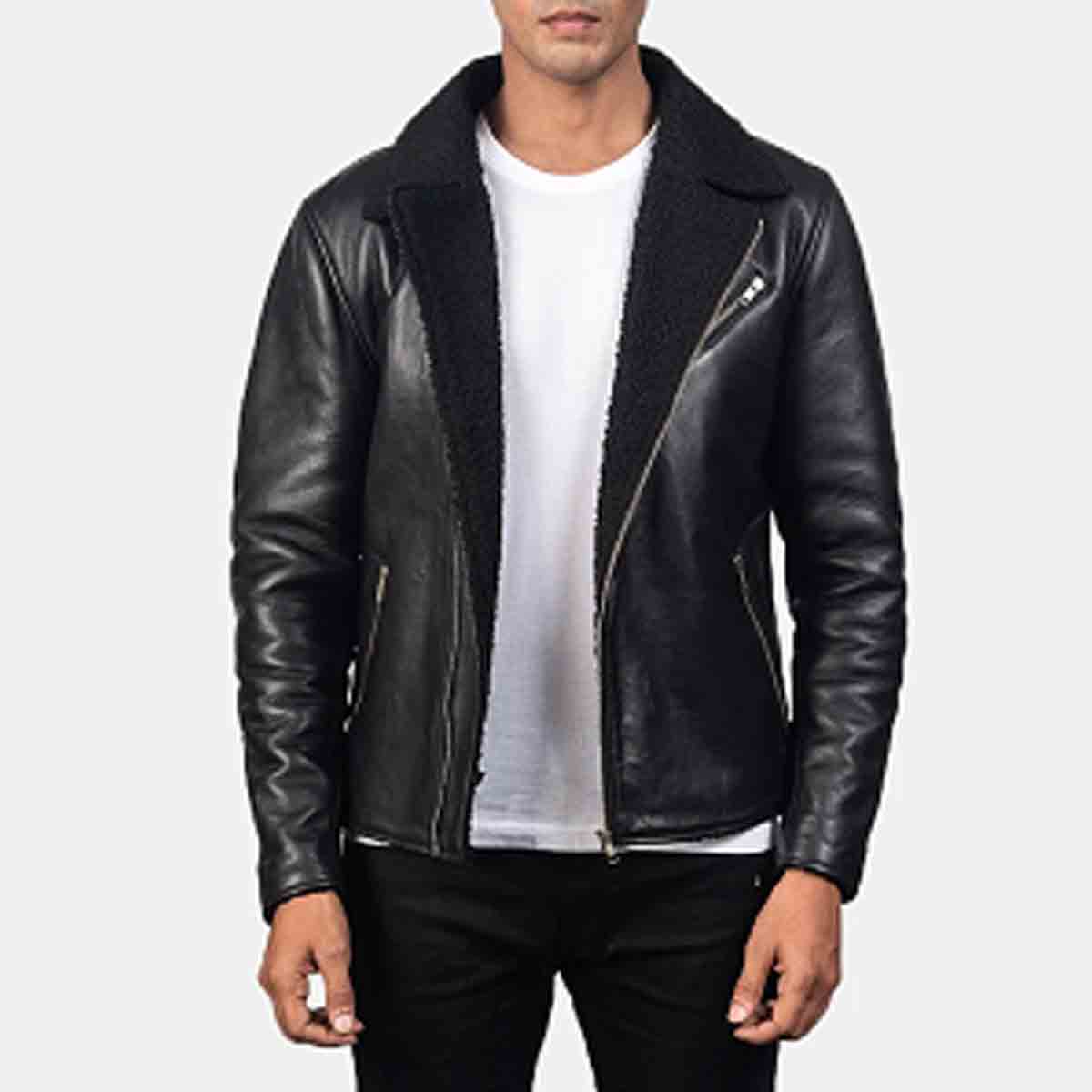 Charcoal Chill Fur Leather Jacket