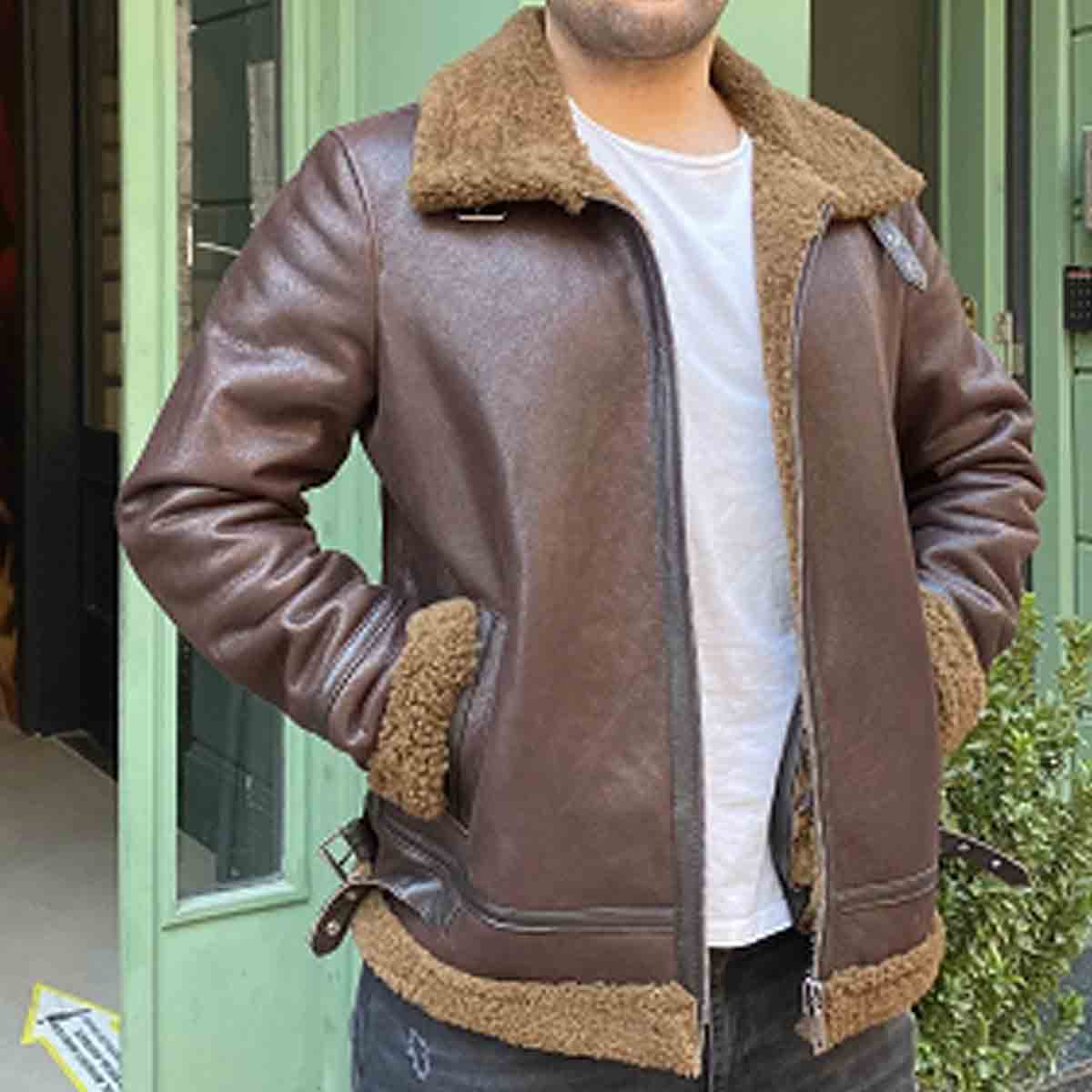 Espresso Elegance Fur Leather Jacket