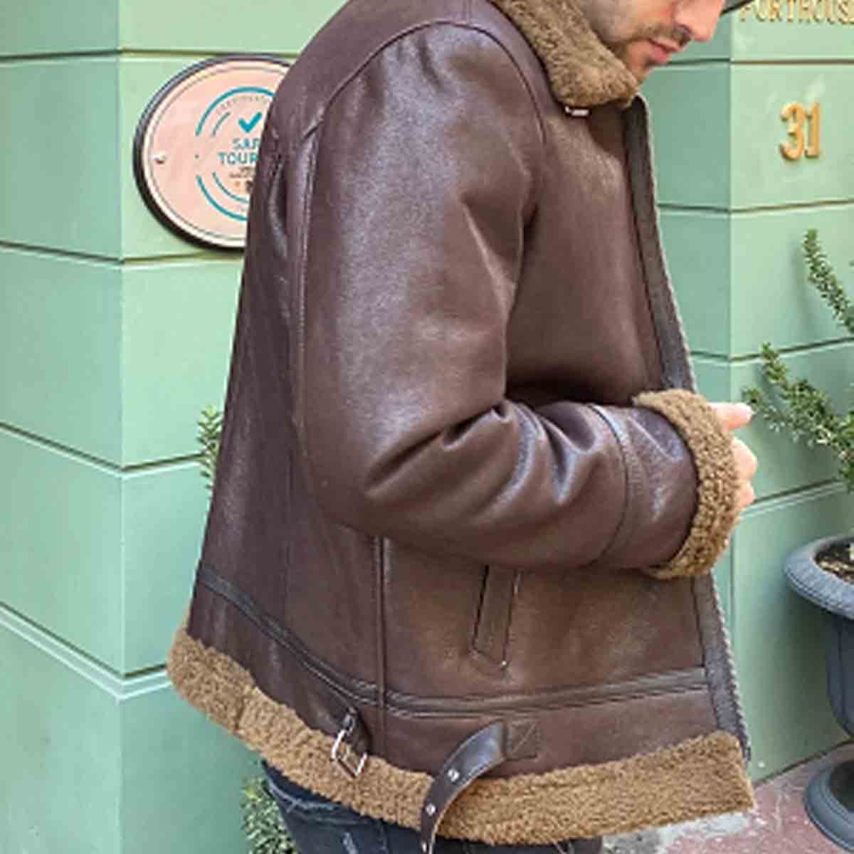 Espresso Elegance Fur Leather Jacket