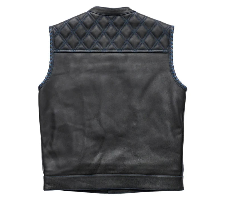 Men Hunter Club Leather Vest Cowhide Leather Vest, Men Biker Leather vest ,Motorcycle vest- Gifts For him