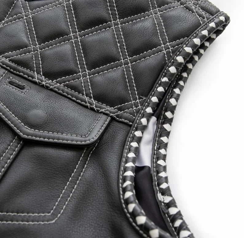 Men Hunter Club Leather Vest Cowhide Leather Vest, Men Biker Leather vest ,Motorcycle vest- Gifts For him