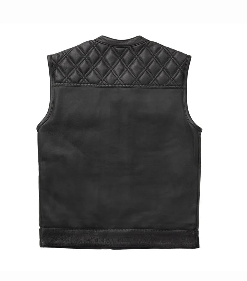 Men Hunter Club Leather Vest Cowhide Leather Vest, Men Biker Leather vest ,Motorcycle vest- Gifts For him