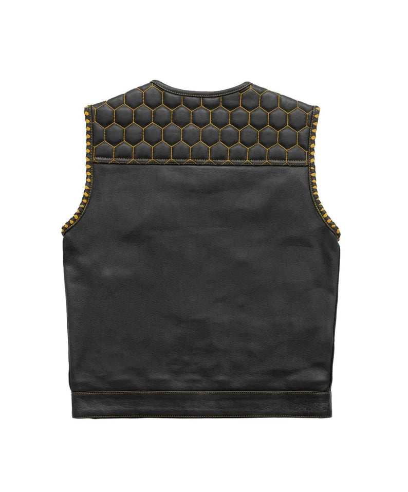 Men Hunter Club Leather Vest Cowhide Leather Vest, Men Biker Leather vest ,Motorcycle vest- Gifts For him