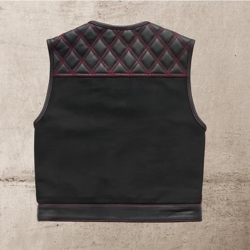 Men Leather Club Vest Diamond Quilted Paisley Leather Vest,Men Biker Leather Vest ,Motorcycle Rider Waistcoat- Gift For Him Gift For Men