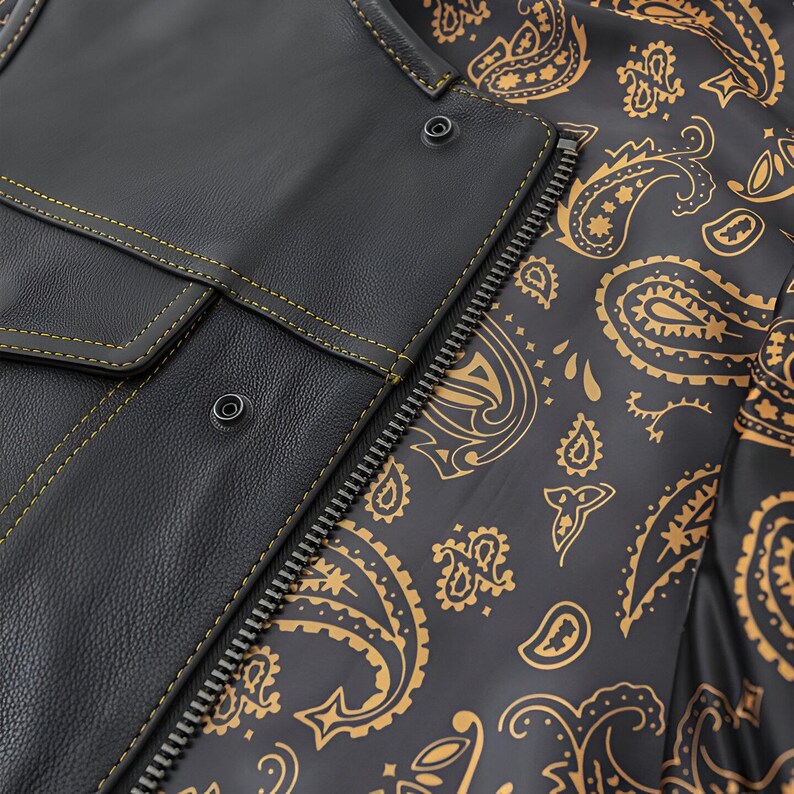Men Leather Club Vest Cowhide Gold Paisley Lining Leather Vest, Men Biker Leather Vest ,Motorcycle Rider Waistcoat Gift For Him Gift For Men