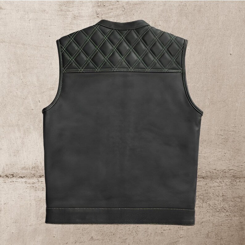 Men Leather Club Vest Diamond Quilted Paisley Leather Vest,Men Biker Leather Vest ,Motorcycle Rider Waistcoat- Gift For Him Gift For Men