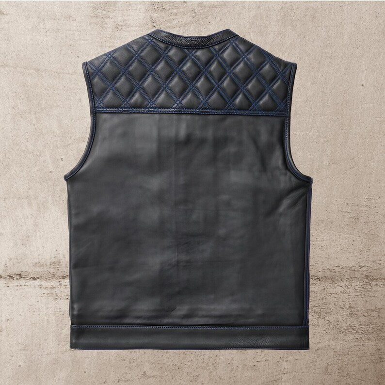 Men Leather Club Vest Diamond Quilted Paisley Leather Vest,Men Biker Leather Vest ,Motorcycle Rider Waistcoat- Gift For Him Gift For Men
