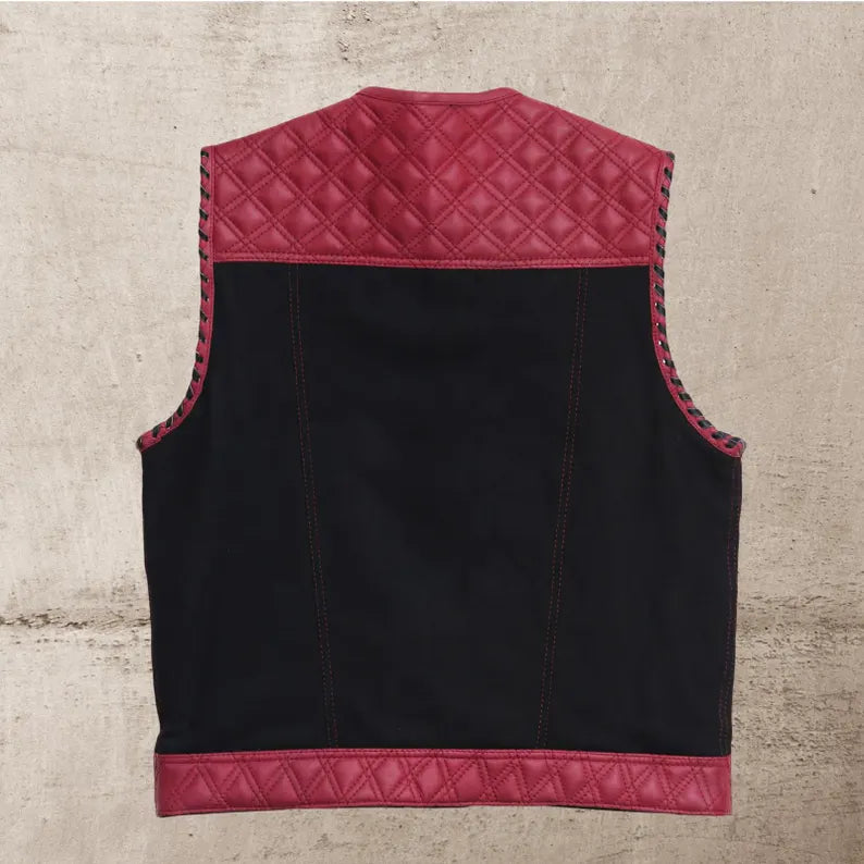 Men Maroon Leather Club Vest Cowhide Quilted Leather Vest Men Biker Leather Vest,Motorcycle Rider Waistcoat Gift For Him Gift For Men