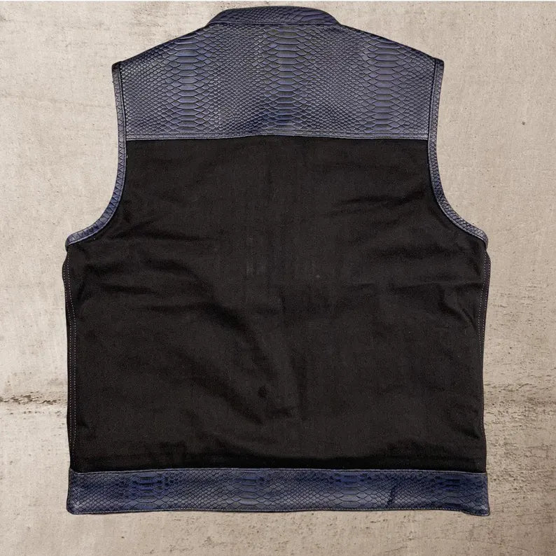 Men Leather Club Vest Crocodile Embossed Western Leather Vest,Men Biker Leather Vest ,Motorcycle Rider Waistcoat- Gift For Him Gift For Men