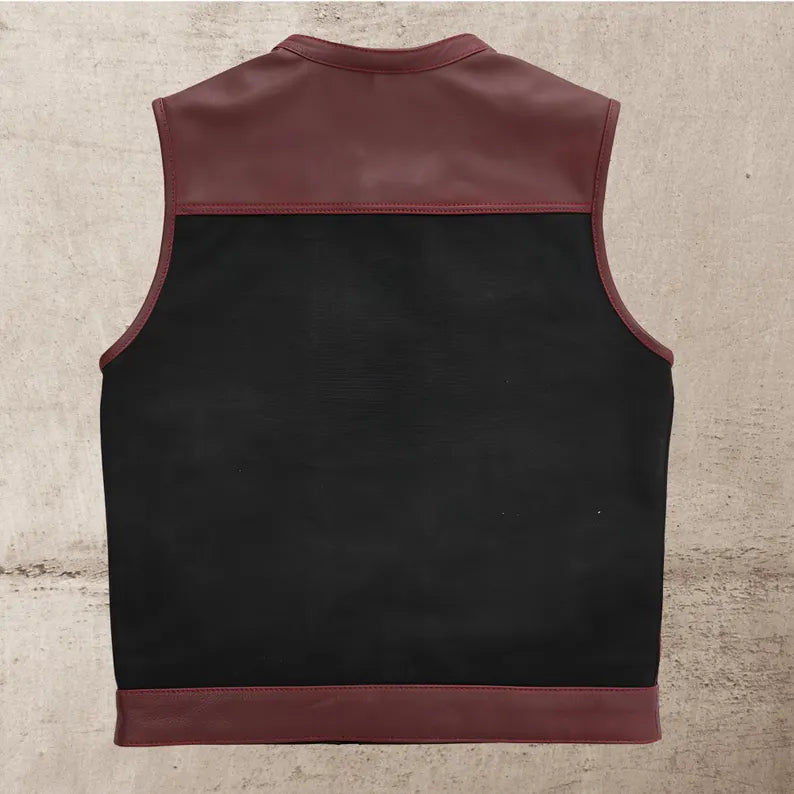 Men Maroon Leather Club Vest Cowhide Paisley Lining Leather Vest Men Biker Leather Vest,Motorcycle Rider Waistcoat Gift For Him Gift For Men