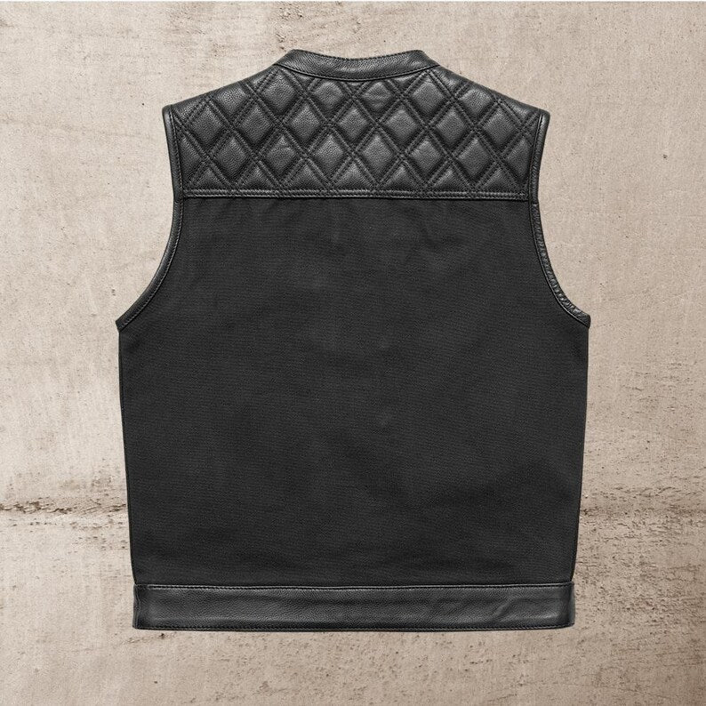 Men Leather Club Vest Black Diamond Quilted Paisley Leather Vest,Men Biker Leather Vest Motorcycle Rider Waistcoat Gift For Him Gift For Men