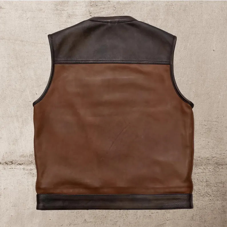 Men Brown wax Leather Club Vest Diamond Quilted Leather Vest,Men Biker Vest Motorcycle Rider Denim Waistcoat Gift For Him Gift For Men