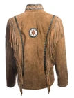 Women Brown Native American Western Cowboy Leather Jacket Suede Fringe & Beaded