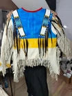 Men Traditional Wear Western Style Suede Leather Warrior Shirt Fringes & Beaded
