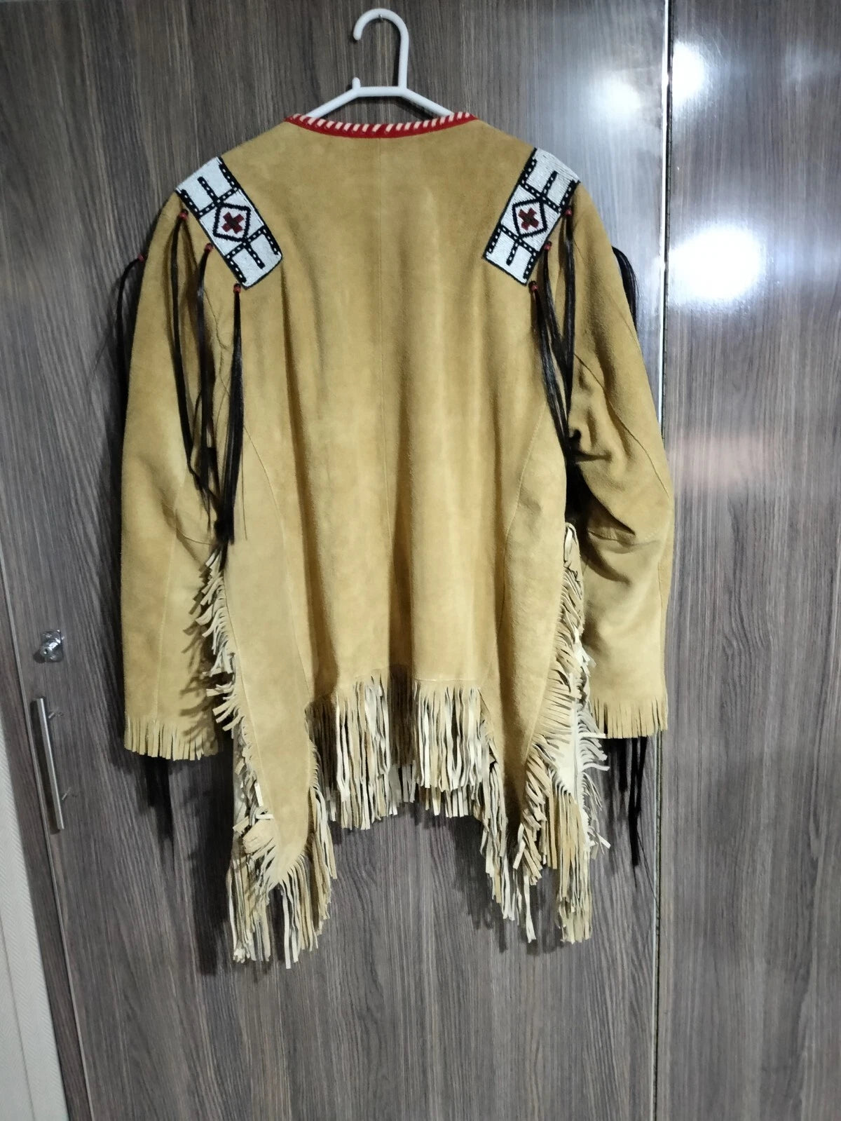 Men Traditional Wear Western Style Suede Leather Warrior Shirt Fringes & Beaded