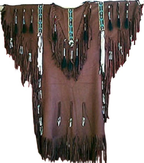 Native American Powwow Wedding Dress Womens Brown Beaded Fringe Indigenous WD029