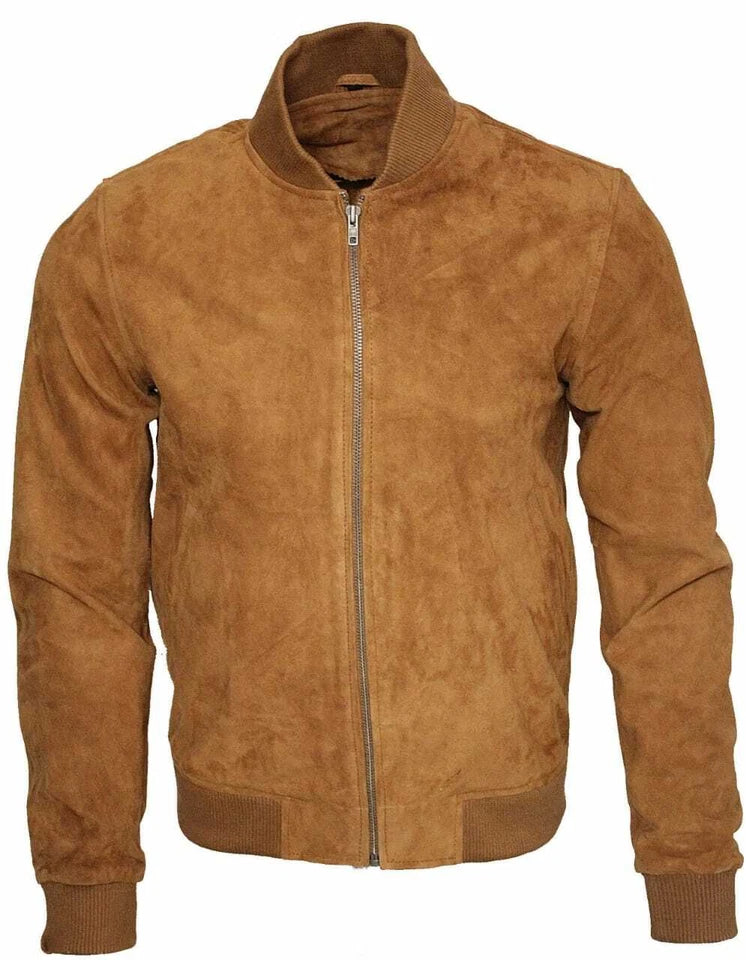 Men Bomber Style Western Wear Suede Leather Jacket American Jacket - Bomber Coat