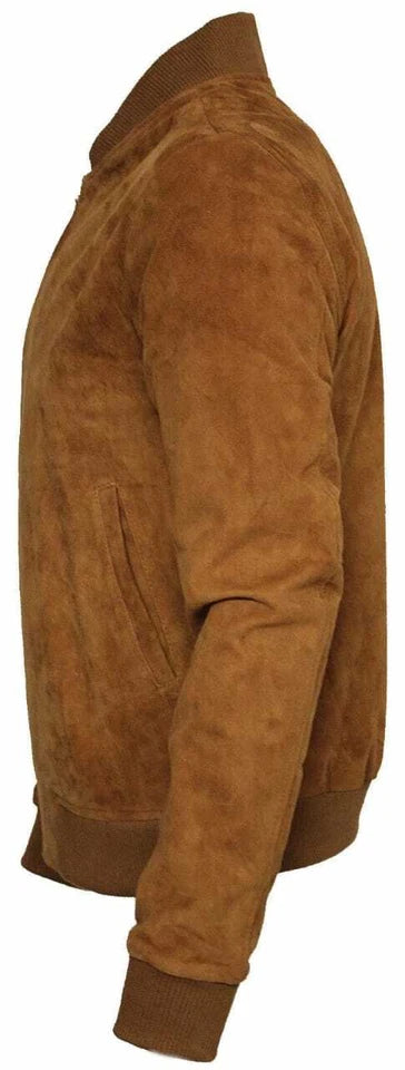 Men Bomber Style Western Wear Suede Leather Jacket American Jacket - Bomber Coat