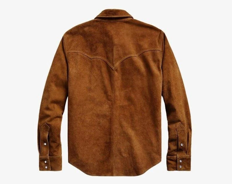 Men Suede Leather Trucker Premium Western Wear Shirt - Suede Leather Shirt