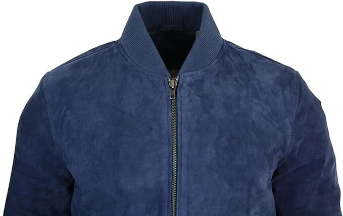 Men Bomber Style Western Wear Suede Leather Jacket Suede Jacket - Bomber Coat